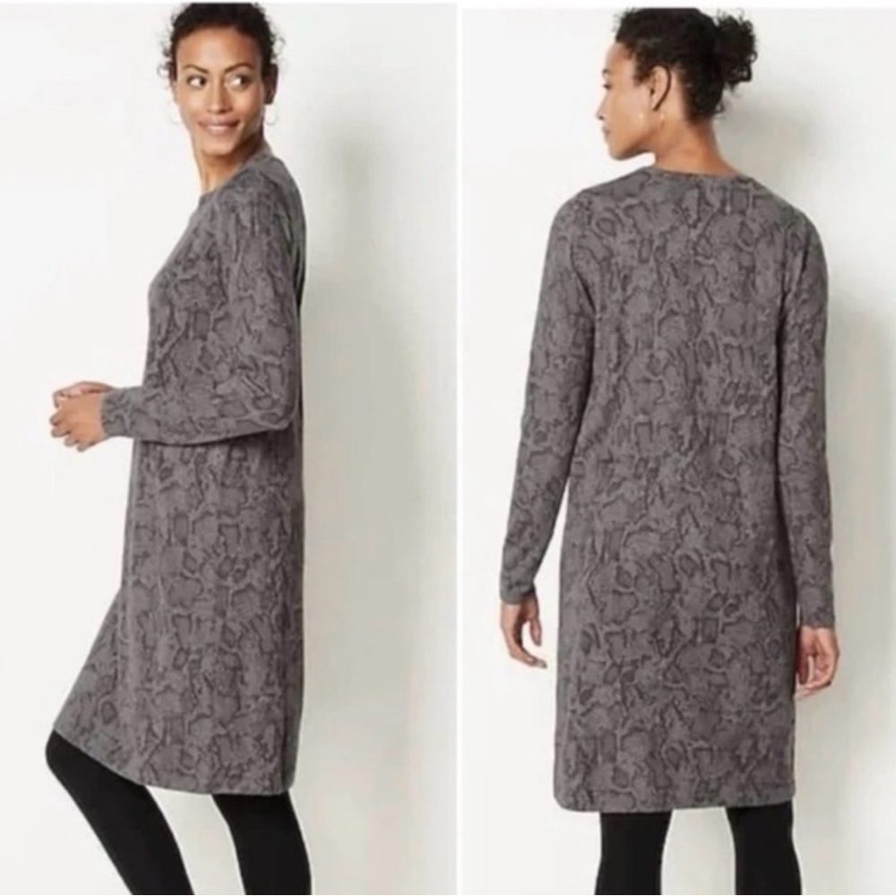 J.Jill Cozy & Stylish Wearever Printed Sweater Dress Long Sleeve NWT Snake Print